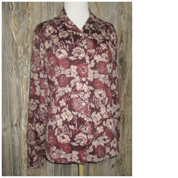 QUEEN CASUALS Womens Shirt Size 14 Long Slv Button Down Floral Vtg Fairy Grunge - Picture 1 of 12
